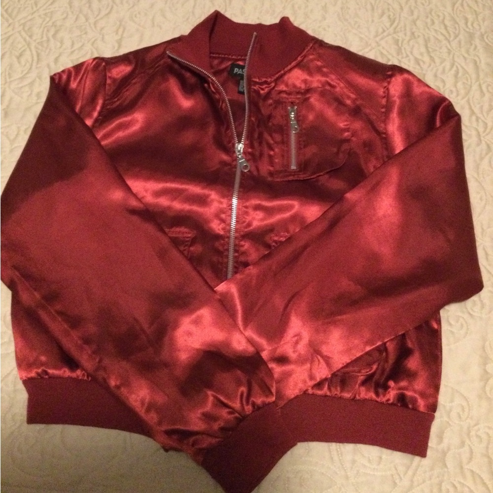 Passport Women's Shiny Red Bomber Jacket - Picture 2 of 6